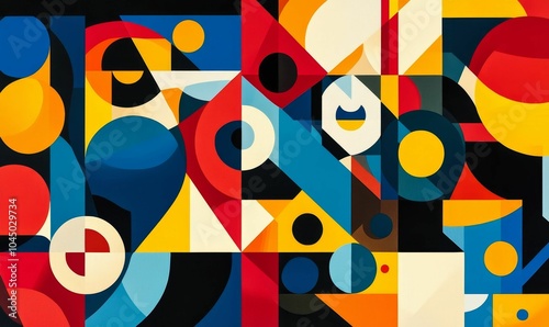 Abstract geometric artwork with vibrant colors.