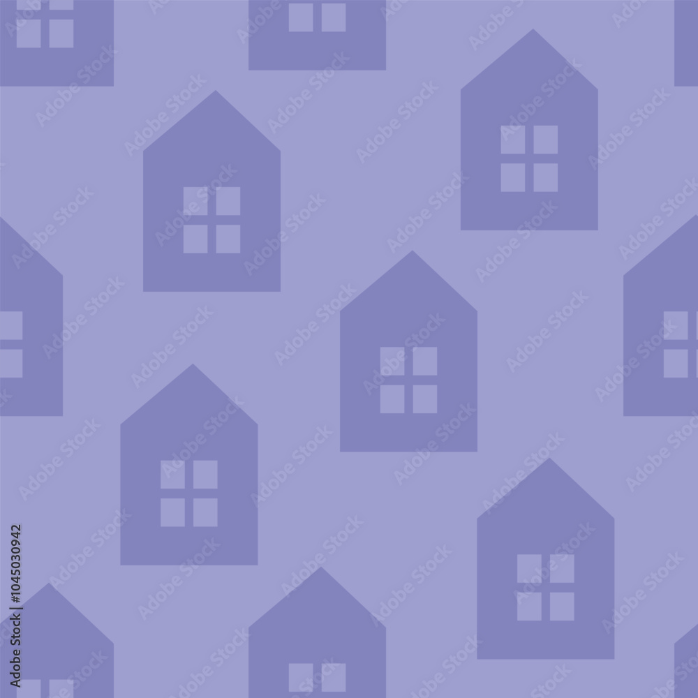 Purple seamless pattern with purple house Purple seamless pattern with purple house