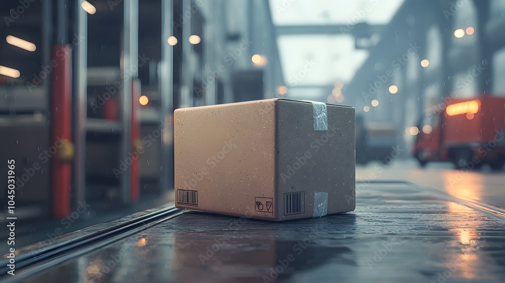 Obraz premium Biodegradable Mailing Box in Industrial Setting