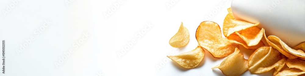Pack of splashing potato chips isolated on white Pack of splashing potato chips isolated on white