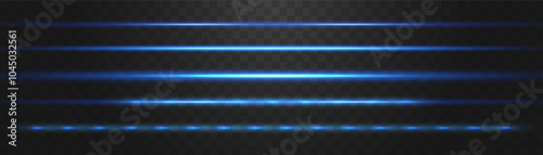 Abstract lights lines on png. Vector laser beams. Glowing streaks on dark background. Luminous neon lines isolated on trasparent backgound.