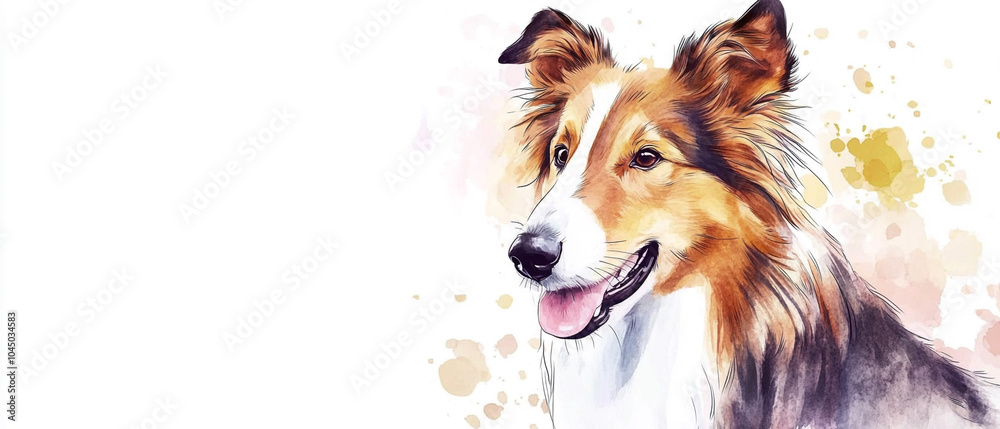 Collie Watercolor Illustration: A Simple and Charming Image of a Beautiful Dog