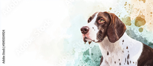 German Wirehaired Pointer Watercolor Painting: A Simple and Elegant Portrait of a Hunting Dog