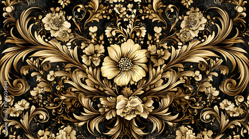 Golden Floral Illustration ...