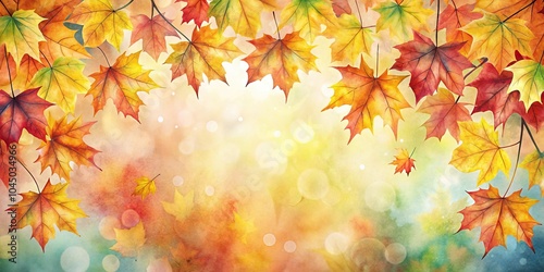 Close-up watercolor pattern of fall autumn leaves background