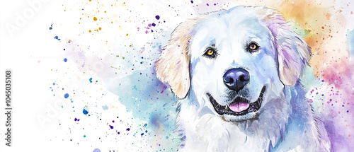Great Pyrenees Watercolor Illustration: Simple and Elegant Dog Artwork