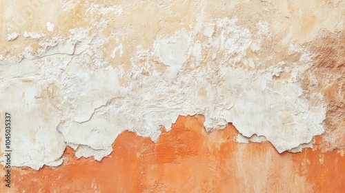 An abstract wall painting featuring warm terracotta and creamy white modeling clay, with a hand-drawn grunge texture that evokes a rustic, earthy atmosphere.