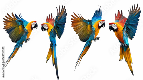 Four Colorful Parrots In Fl...
