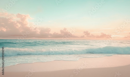 A tranquil beach with calm waves.