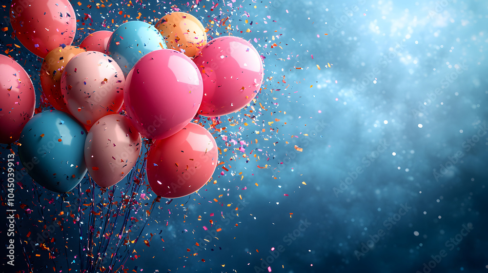 Sleek Birthday Background with Balloons and Confetti on a Gradient Surface. A Festive, Minimalist Design Featuring Floating Balloons and Scattered Confetti in Soft Pastel Colors.
Sleek Birthday Background with Balloons and Confetti on a Gradient Surface. A Festive, Minimalist Design Featuring Floating Balloons and Scattered Confetti in Soft Pastel Colors.