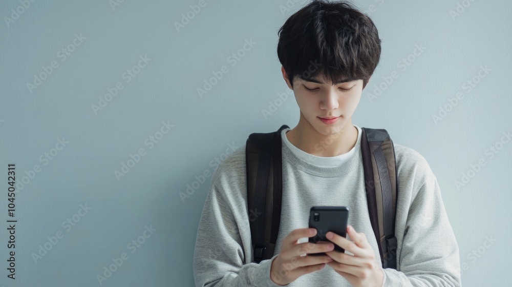 Lifestyle image of a junior high school male in casual clothes Lifestyle image of a junior high school male in casual clothes
