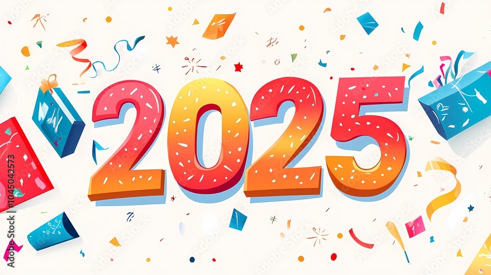 Fototapeta premium New Year illustration theme 2025 poster background