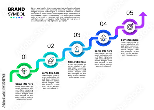 Infographic template. Rising line with 5 steps