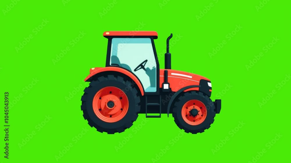 4k icon of tractor isolated on green screen