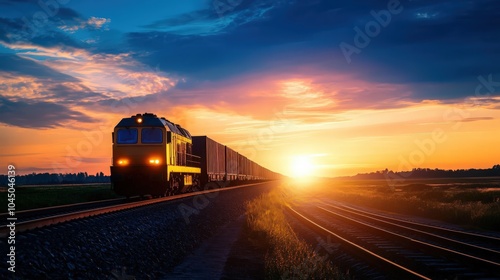 Train on railway cross the mountain and sea of fog for local transportation.