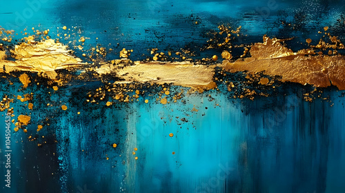 Abstract Gold and Teal Pain...
