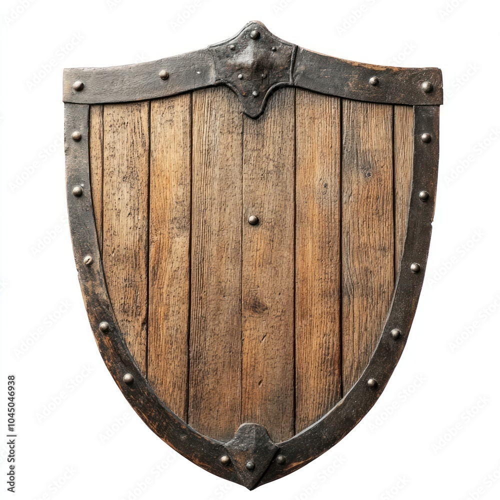 Fototapeta premium Medieval wooden shield with rivets