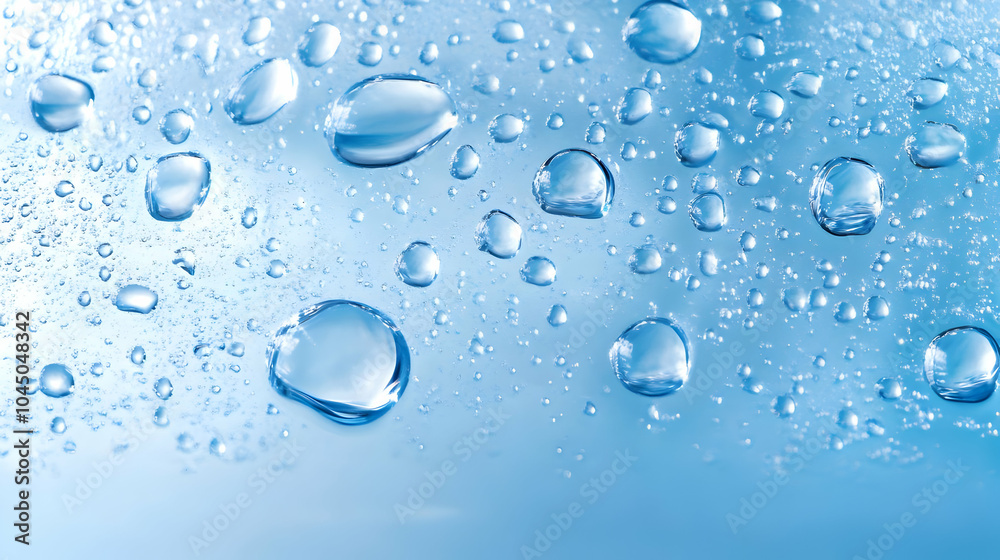 Water Droplets on Blue Background - Macro Photography Water Droplets on Blue Background - Macro Photography