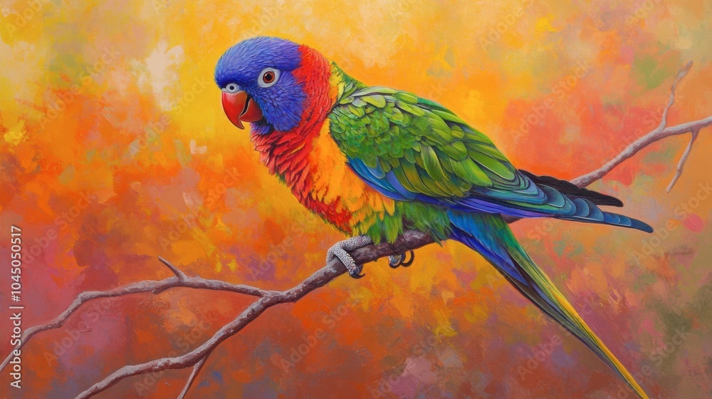 Fototapeta premium Vibrant Parrot on Colorful Background