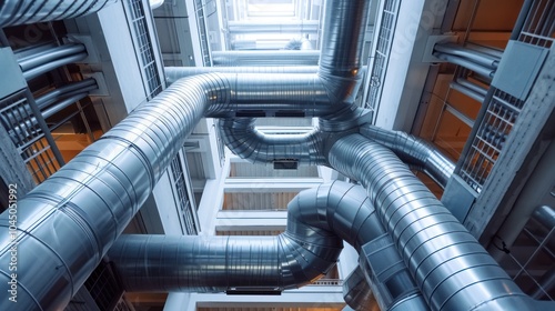 Industrial Metal Pipes in an Atrium