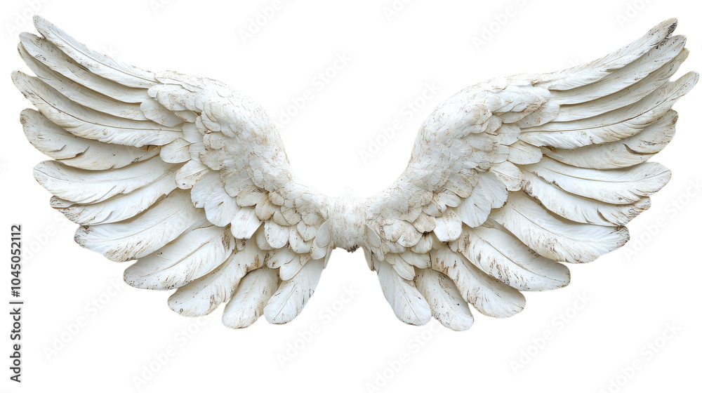 Obraz premium Majestic white angel wings display intricate feathers, perfect for a creative art project