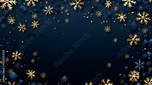Golden Snowflakes on Blue B...
