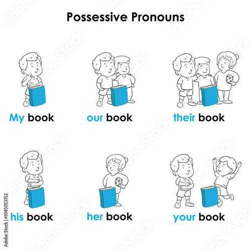 English possessive pronouns language education vector illustration