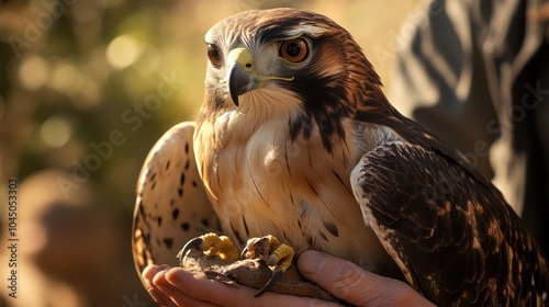 Rehabilitated wild animals, such as birds of prey or exotic mammals, being cared for before returning to the wild