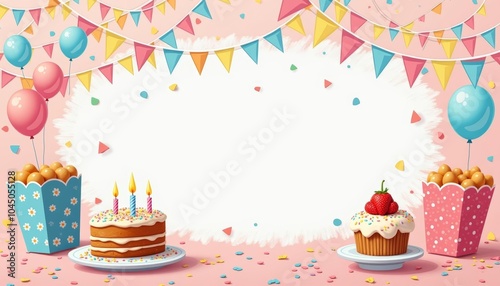  Joyful Celebration  Birthday Cake Cupcake and Balloons