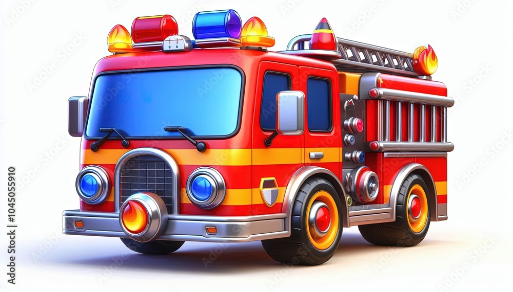 Fototapeta premium Cartoon Fire Truck.