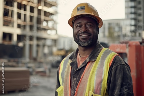 Wallpaper Mural Smiling Worker on Construction Site Torontodigital.ca