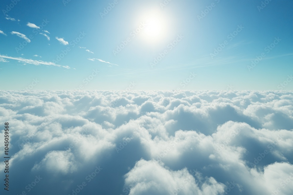 Fototapeta premium Serene Blue Sky Over Fluffy Clouds at Daytime