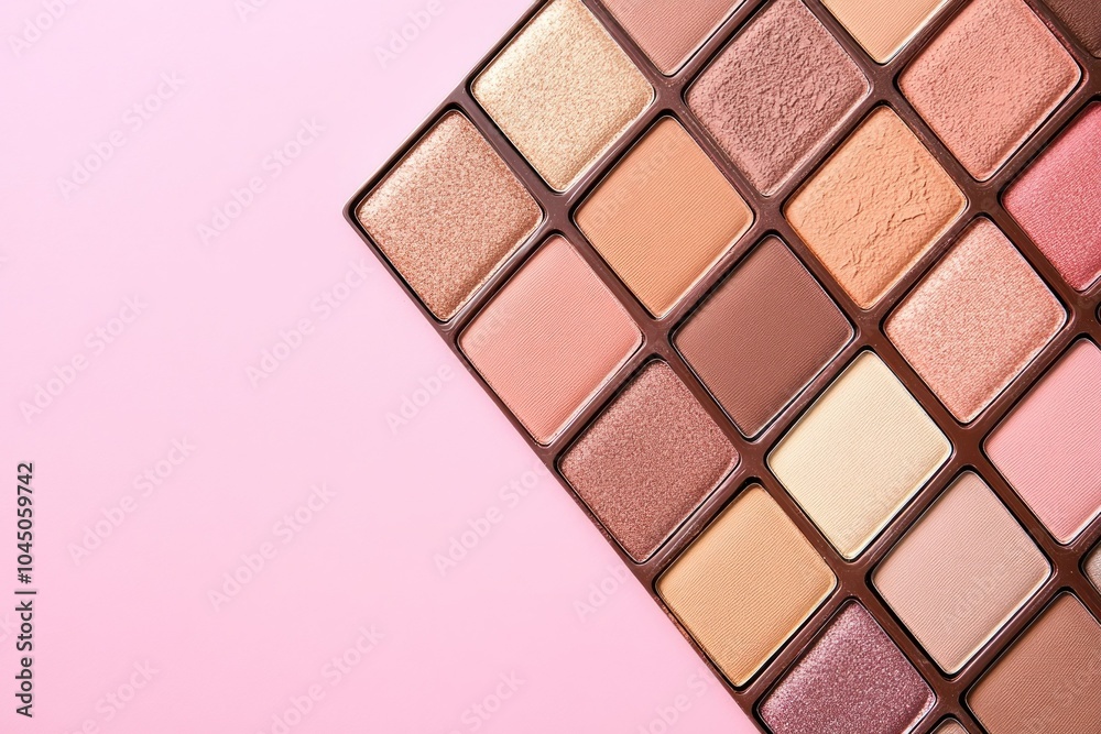 Colorful Makeup Palette on Pink Background Colorful Makeup Palette on Pink Background