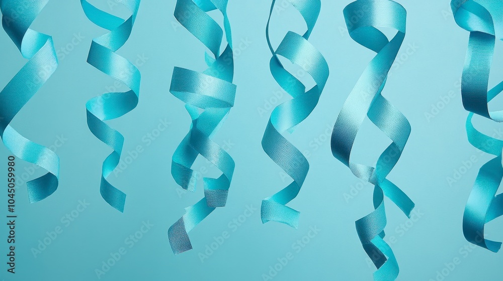 Serene Blue Ribbons Floating in the Air Serene Blue Ribbons Floating in the Air