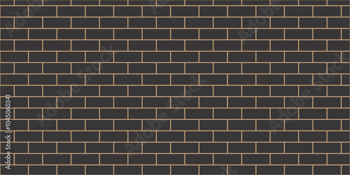 Abstract bathroom wall and floor brick wall texture background. black brick vector illustration texture of the wall with masonry Bricks laid in rows background.
