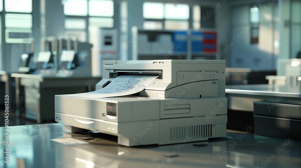 A 3D render of a copiers optical scanner