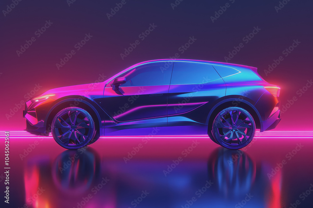 Abstract SUV Car. Glow, Shine, and Neon Effect. Abstract SUV Car. Glow, Shine, and Neon Effect.