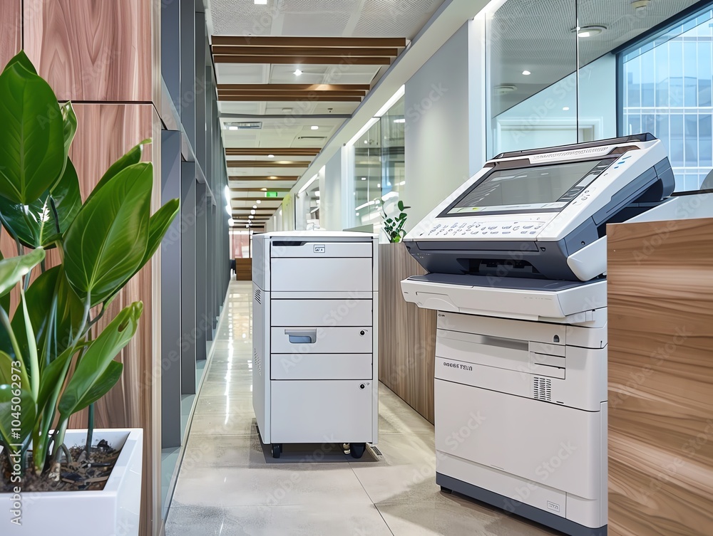 A copier in a sleek, modern office A copier in a sleek, modern office