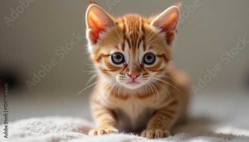  Adorable kitten with striking blue eyes and orange fur