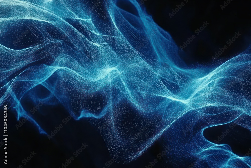 Blue Abstract Waves on Dark Background Blue Abstract Waves on Dark Background