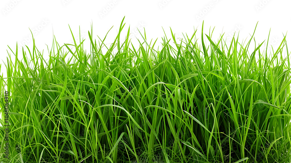 Obraz premium Freshly Grown Verdant Green Grass On White Background For Natural Backdrop