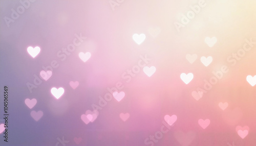 Soft pastel hearts on a blurred gradient background for Valentine's Day.