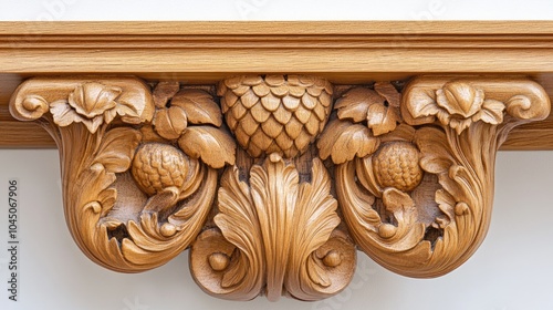 Ornate Wooden Carving with Floral Motifs