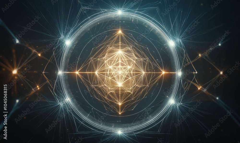 Fototapeta premium Abstract geometric pattern with light.