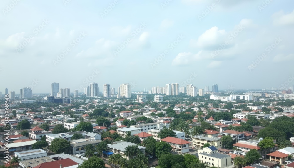 Fototapeta premium Vibrant cityscape under a clear sky