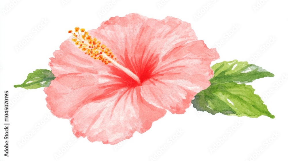 Lebendige tropische Hibiskusblüte in Aquarell für Frühlingsdekor und -design Lebendige tropische Hibiskusblüte in Aquarell für Frühlingsdekor und -design