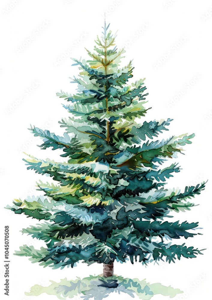 Fototapeta premium Watercolor evergreen tree illustration