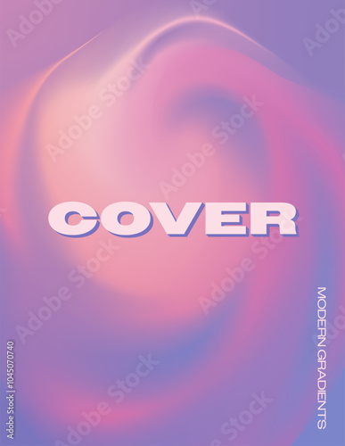 Universal cover template with abstract wavy gradient background in red, purple, pink, beige colors. For brochures, booklets, magazines, posters, social media. Just add your text.