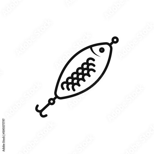Bait Fishing Minnow icon Isolated flat vector in outline