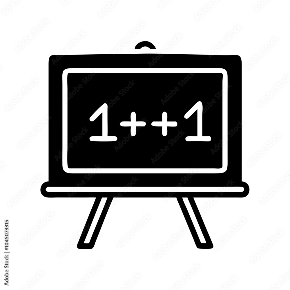 Blackboard with Basic Math Equation in Line Art Style